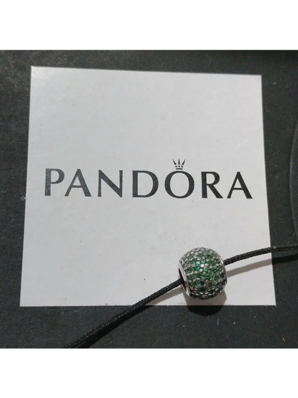Pandora Sterling Silver Pave Lights Bead with Emerald Green Zirconia - 791051czn